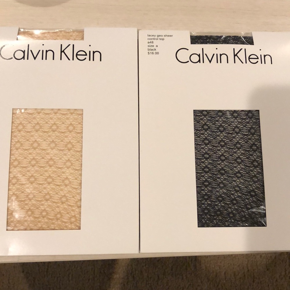 NWT Calvin Klein Lace Sheer Control Top Pantyhose